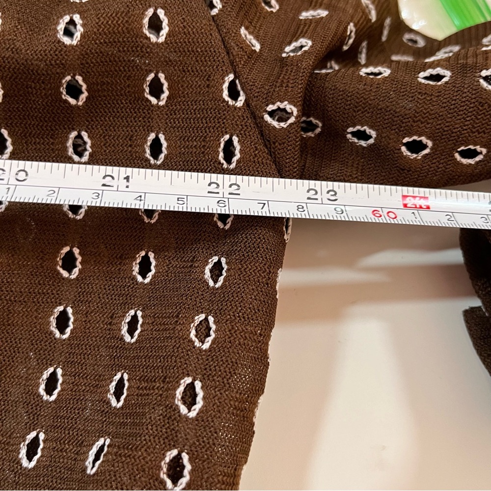 Vintage 1960 70 Dalton MCM Brown lace Tie Waist Belted Button Down shirt Jacket - Picture 6 of 17